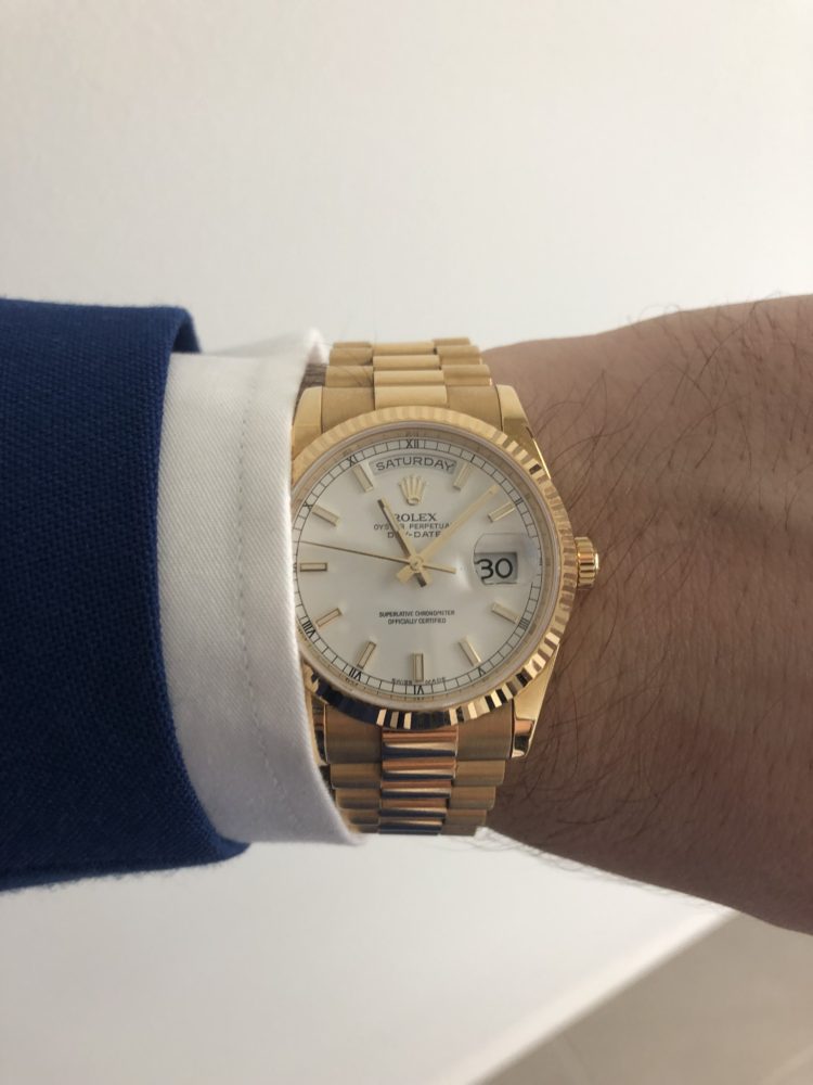 36mm rolex on man's wrist