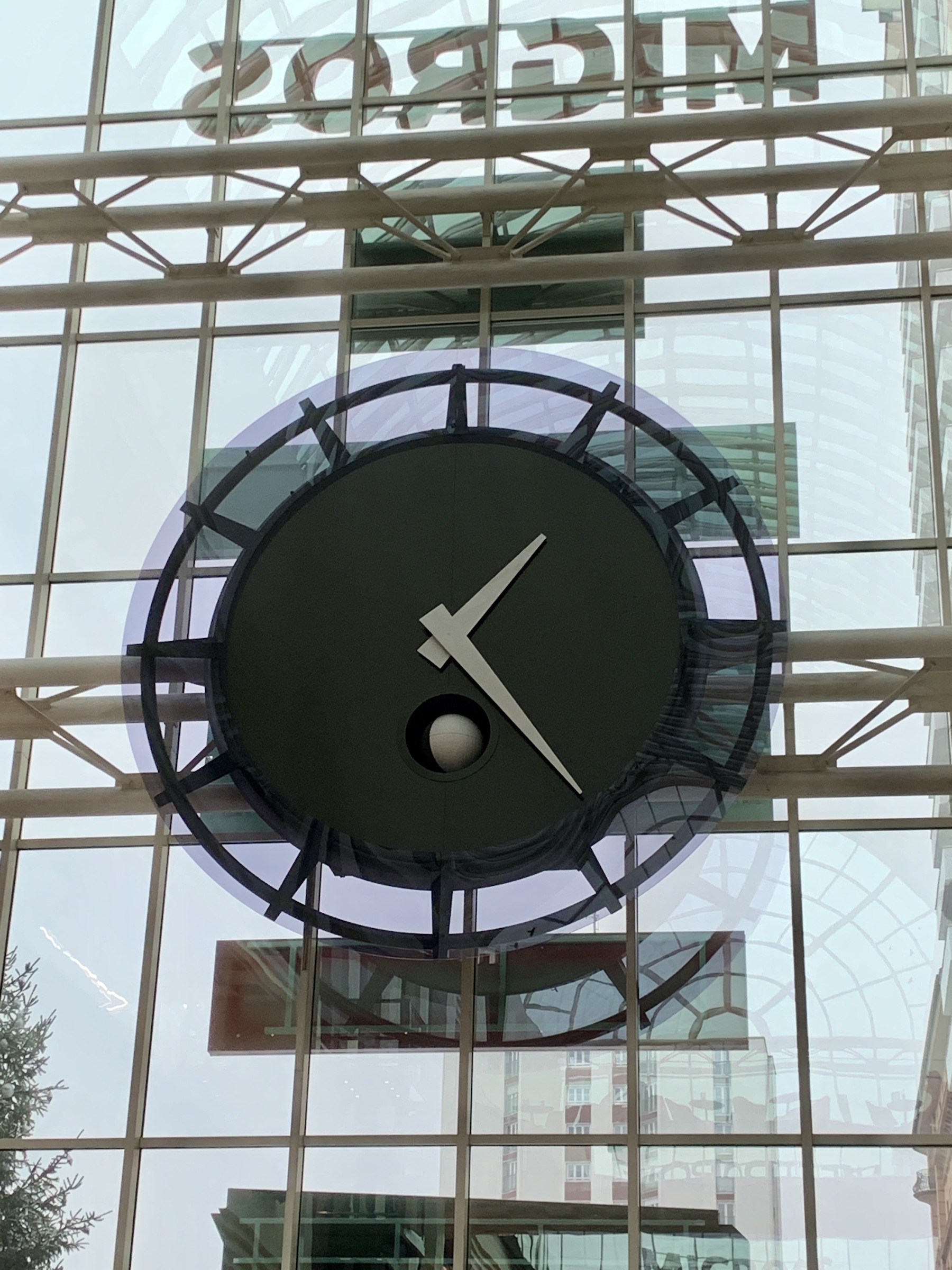 Moonphase clock in the MIGROS shopping centre of La Chaux-de-Fonds