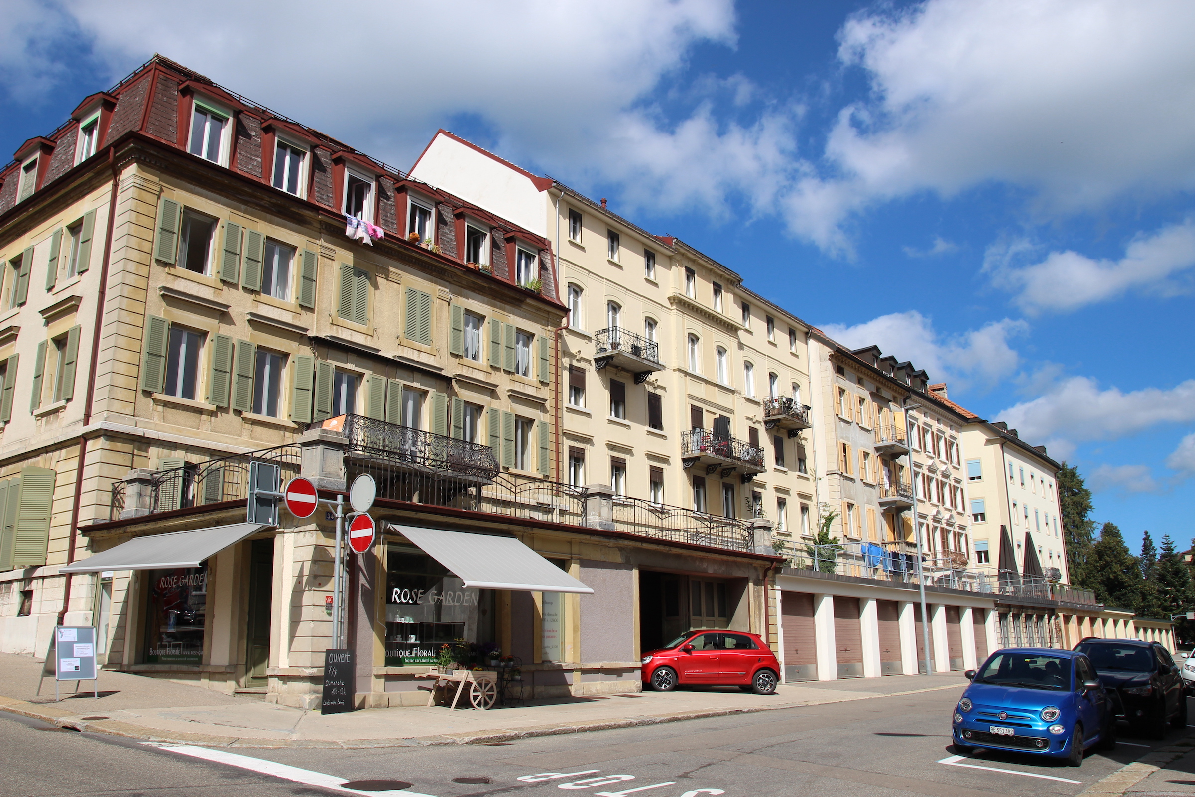 A typical street view in La Chaux-de-Fonds